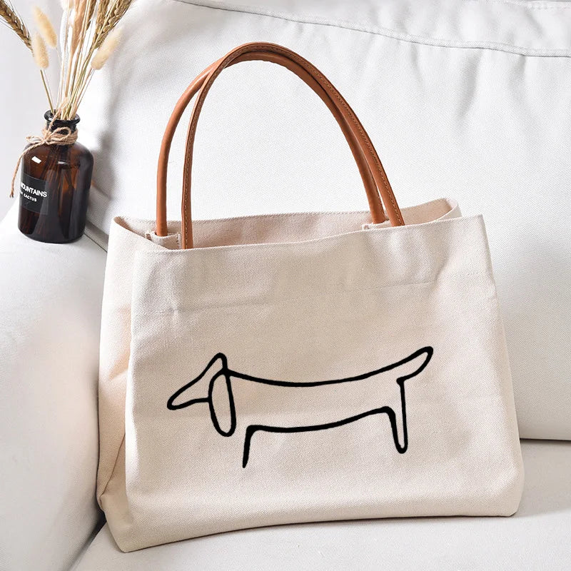 Cute Dachshund Dog Canvas Tote Bag