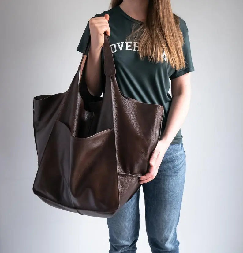 Soft Leather Large Capacity Tote Bag