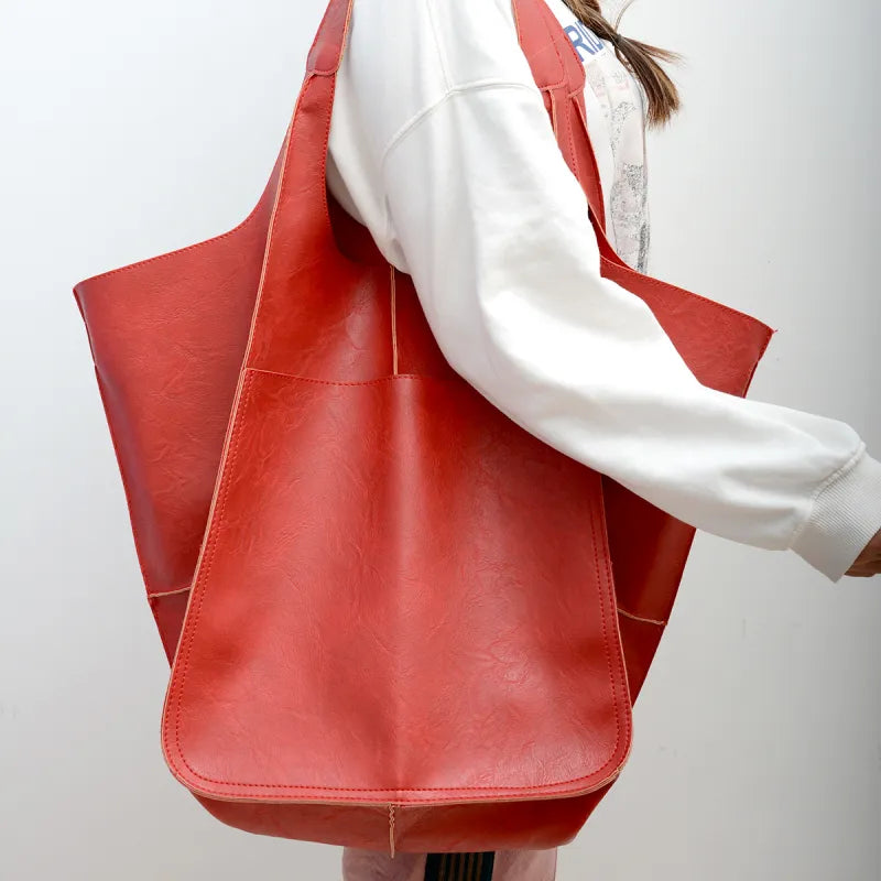 Soft Leather Large Capacity Tote Bag