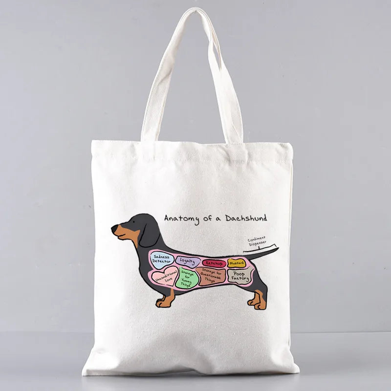 Anatomy Dachshund Dog, “I Do What I Want” Tote Bag