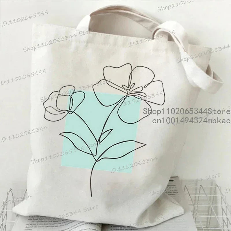 Floral Moon Shopping Tote Bags