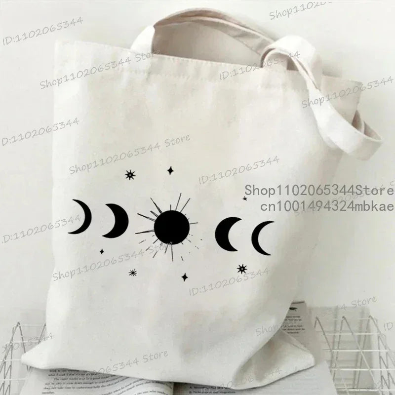 Floral Moon Shopping Tote Bags