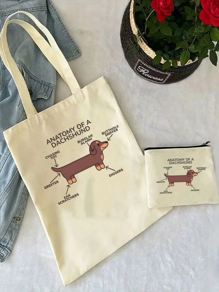 Anatomy Dachshund Dog, “I Do What I Want” Tote Bag