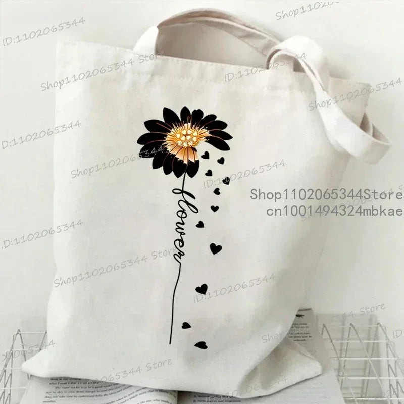 Floral Moon Shopping Tote Bags