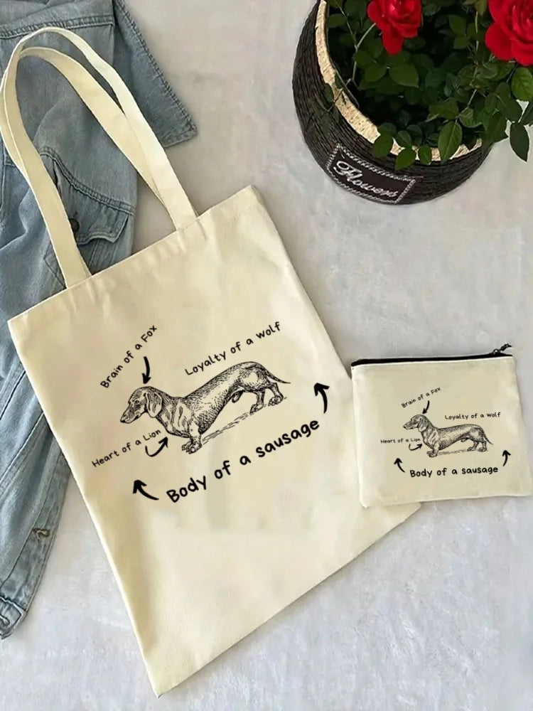 Anatomy Dachshund Dog, “I Do What I Want” Tote Bag