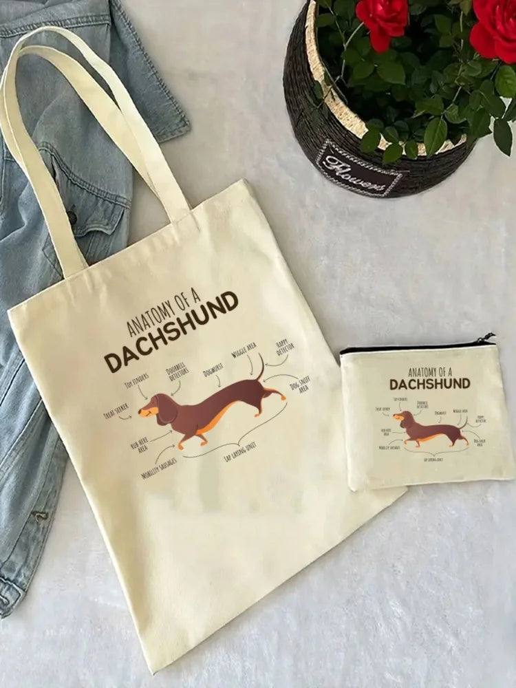 Anatomy Dachshund Dog, “I Do What I Want” Tote Bag