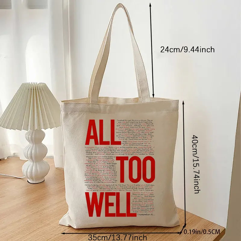 "All Too Well" Tote Bag, Taylor Tote Bag