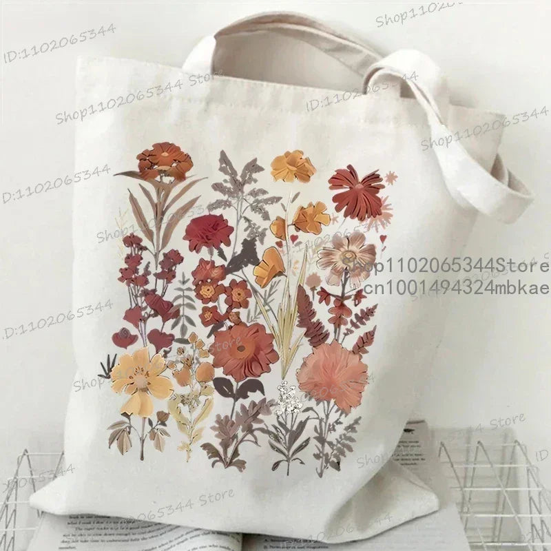 Floral Moon Shopping Tote Bags