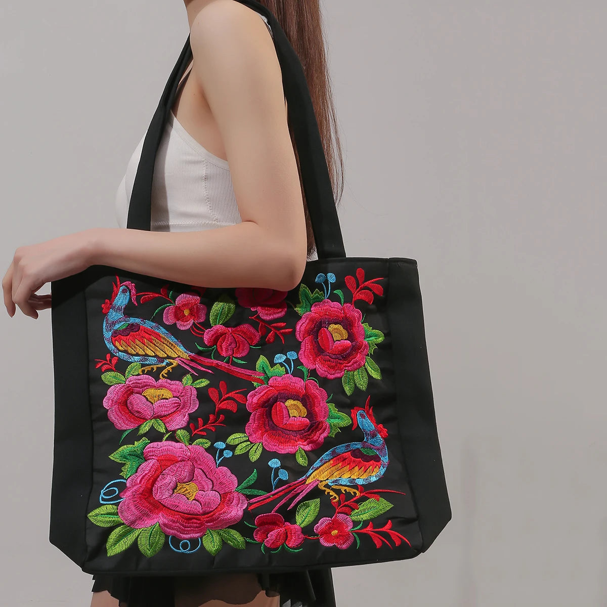 Ethnic Phoenix Embroidered Shoulder Bag