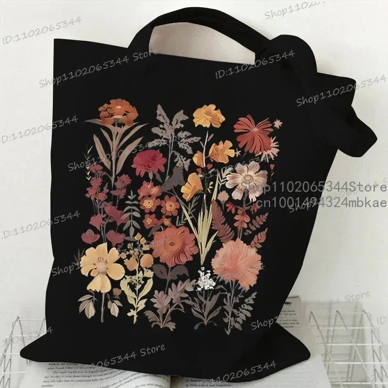 Floral Moon Shopping Tote Bags