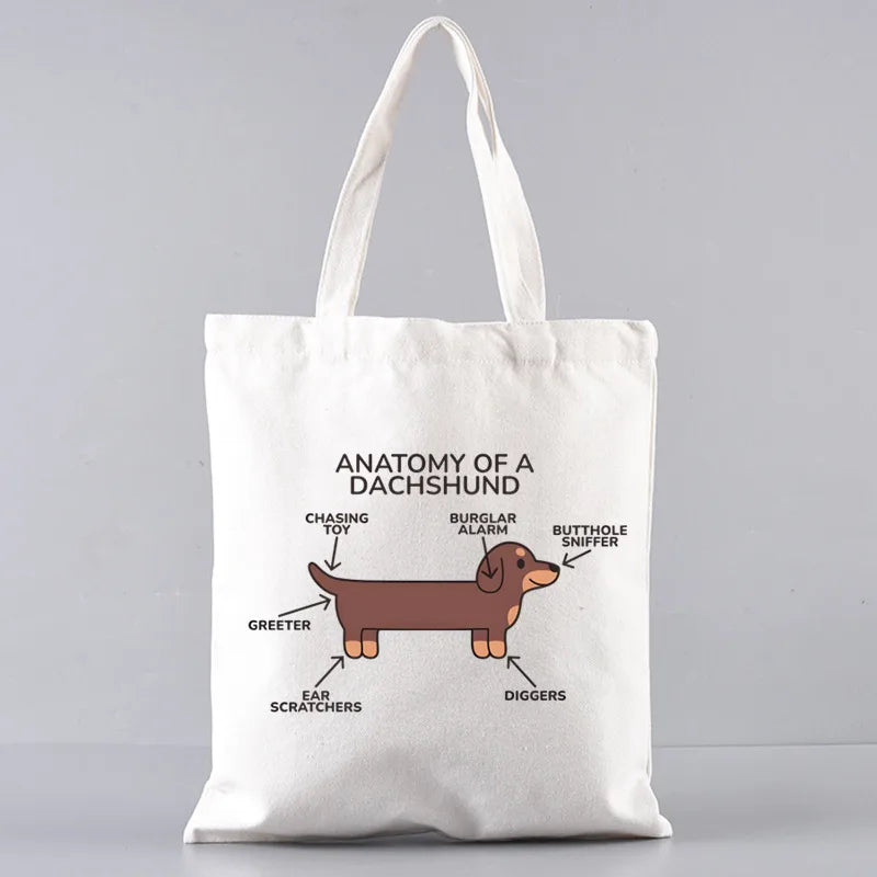 Anatomy Dachshund Dog, “I Do What I Want” Tote Bag