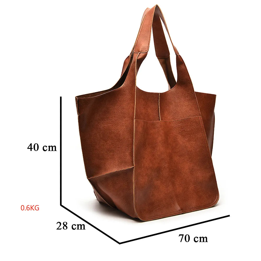 Soft Leather Large Capacity Tote Bag